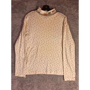 Disney Winnie the Pooh Long Sleeve Shirt Large VTG Mock Neck Cream J30762H413